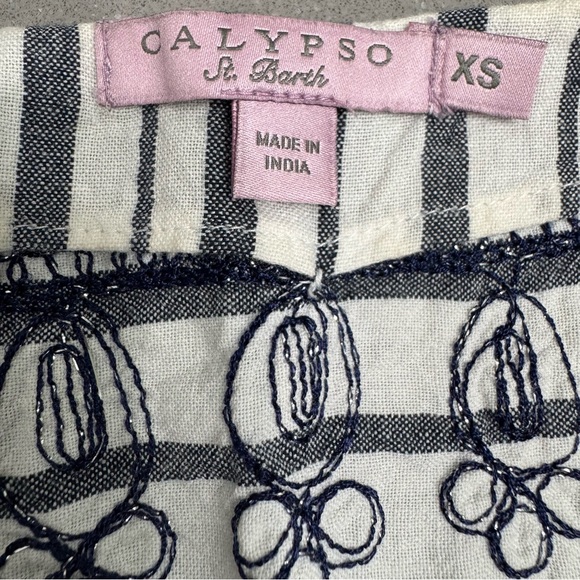 Calypso St. Barth Ro Striped Navy and White Embroidered Tunic Dress XS - Picture 8 of 8